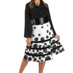 Φούστα εμπριμέ με ρίγες μαύρες Open R62