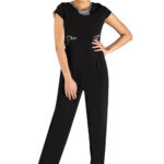 Ολόσωμη φόρμα βραδινή  μαύρη με δαντέλα OPEN R47