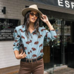 Μπλούζα Open Fashion με βάτες και σχέδια L235G