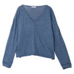 Μπλούζα πλεκτή με V γαλάζια Losan 222-1010AL