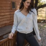Ζακέτα πλεκτή γκρι Open fashion GM236