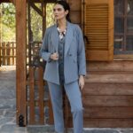 Παντελόνι μονόχρωμο γκρι Open fashion GM101
