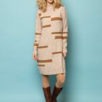 Φόρεμα πλεκτό μπεζ HEAVY TOOLS HILD W23-397B