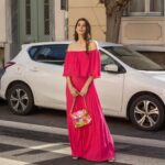 Φόρεμα μάξι πλισέ φούξια Open fashion CV609