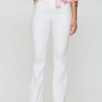 Ελαστικό λευκό τζιν παντελόνι καμπάνα LYNNE  051-012015-0225