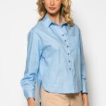 Πουκαμίσα ποπλίνα σιέλ Queen fashion 240102