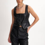 Γιλέκο δερματίνη με φερμουάρ ALE 8919497-BLACK