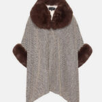 Μπουκλέ κάπα με faux γούνα καφέ LYNNE 052-662004-70ONE