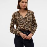 Γυναικείο πουκάμισο animal VMVERENA L/S V-NECK SHIRT WVN EXP BTQ VERO MODA 10323865