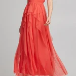 Φόρεμα μακρύ με τούλι και V ντεκολτέ lynne 053-511017