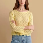 Μπλούζα πλεκτή διάτρητη - Yellow  9P20752D