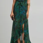 Εμπριμέ μαξι φόρεμα με βολάν lynne 153-511078-50