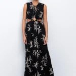 Maxi φόρεμα με κεντημένα φύλλα Toi&moi 50-6660-125