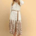 Φόρεμα σεμιζιέ μίντι με ζώνη - Μπεζ  9920932