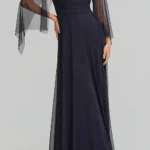 Μάξι φόρεμα από τούλι με μανίκια κάπα lynne 055-511012-622