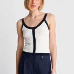 Τοπ πλεκτό με διχρωμία - Λευκό ALE 8P23417