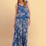 Παντελόνα με boho print - Μπλε attrattivo 9923337-BLUE SKY
