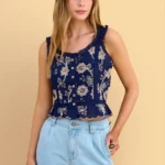 Τοπ φλοράλ κιπούρ με κουμπιά - Πολύχρωμο attrattivo 9923263