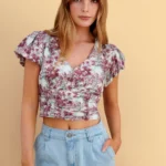 Τοπ φλοράλ v-neck - Πολύχρωμο 9923143-MULTICOLOR