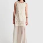 Φόρεμα μάξι boho chic με δαντέλα - ALE Λευκό 8923192-VANILLA