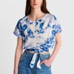 Τοπ φλοράλ cropped με άνοιγμα στην πλάτη ALE - Μπλε 8923432-MULTICOLOR
